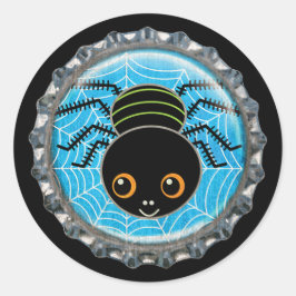Pegatina Redonda Cute Spider Halloween Botella
