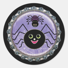 Pegatina Redonda Cute Spiders Halloween Botella Cap