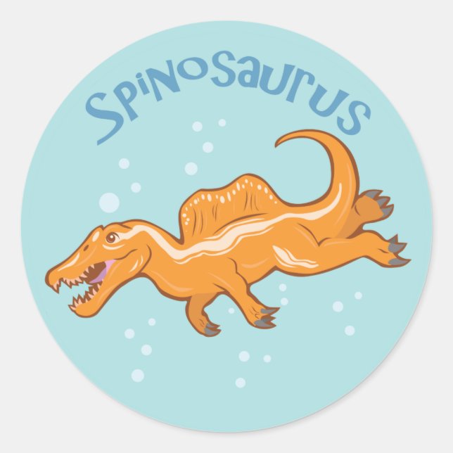 Pegatina Redonda Cute Spinosaurus (Anverso)