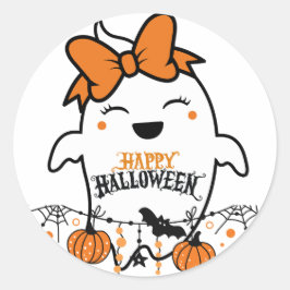 Pegatina Redonda Cute Spooky Ghost Halloween Hoodie