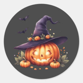 Pegatina Redonda Cute Spooky Halloween Sticker – Calabaza