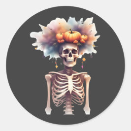 Pegatina Redonda Cute Spooky Halloween Sticker – Esqueleto
