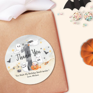 Pegatina Redonda Cute Spooky One Little Boo Ghost Gracias  
