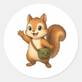 Pegatina Redonda Cute Squirrel Illustration – Okojo and Friends