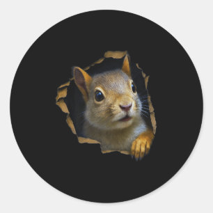Pegatina Redonda Cute Squirrel Tela Rota Gráfico 3D Premium