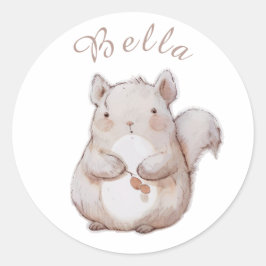 Pegatina Redonda Cute Squirrel, traje de bebé personalizado