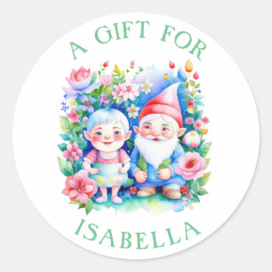 Pegatina Redonda Cute Sr. y Sra. Clause Navidades personalizados