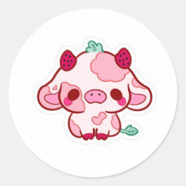 Pegatina Redonda cute stiker cow 