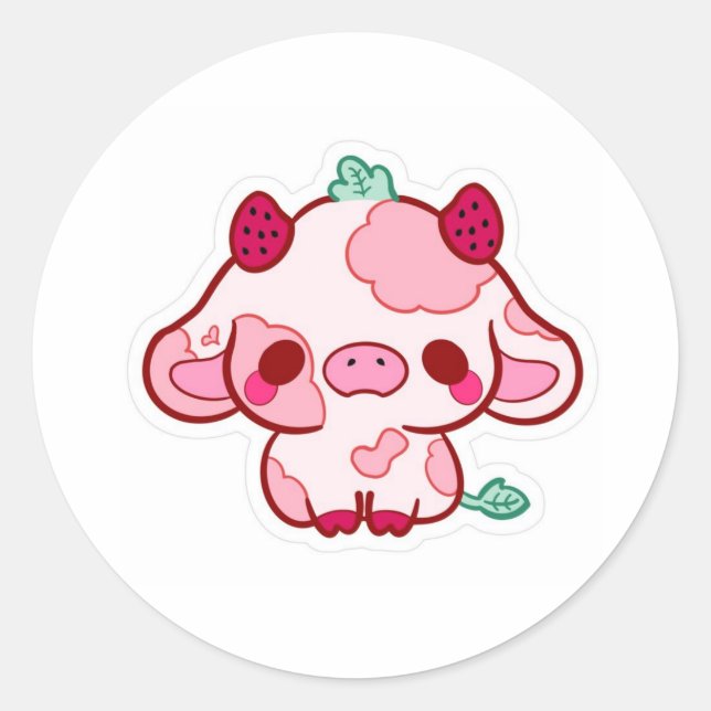 Pegatina Redonda cute stiker cow  (Anverso)