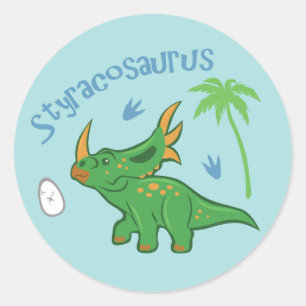 Pegatina Redonda Cute Styracosaurus