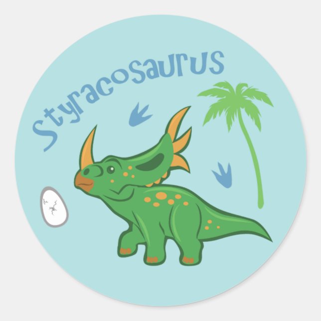 Pegatina Redonda Cute Styracosaurus (Anverso)