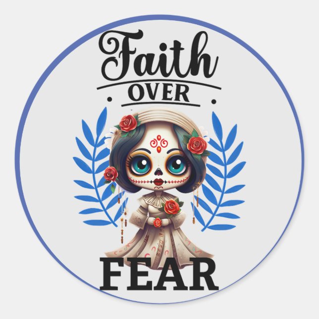 Pegatina Redonda Cute Sugar Skull (Anverso)