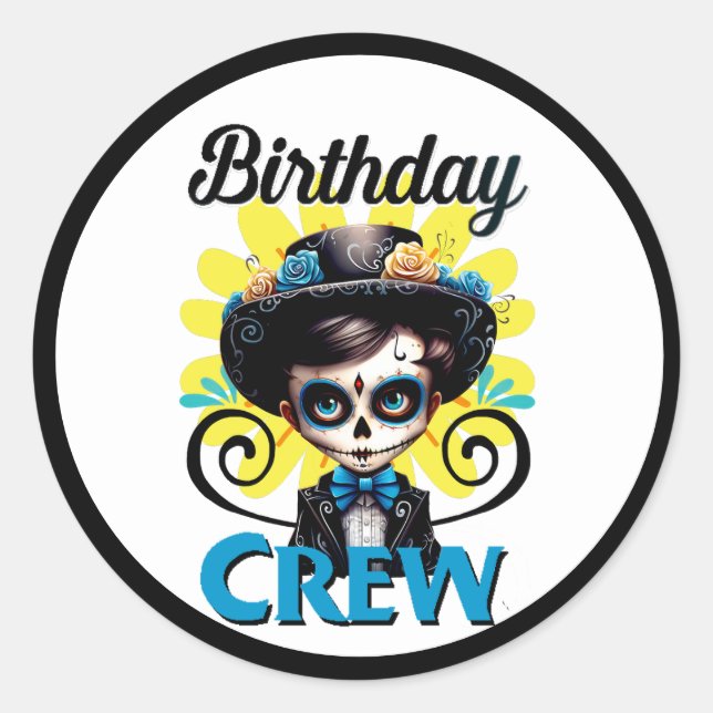 Pegatina Redonda Cute Sugar Skull (Anverso)