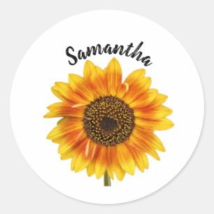 Pegatina Redonda Cute Sunflower Personalizado