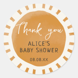 Pegatina Redonda Cute Sunshine Boho Baby Shower Gracias