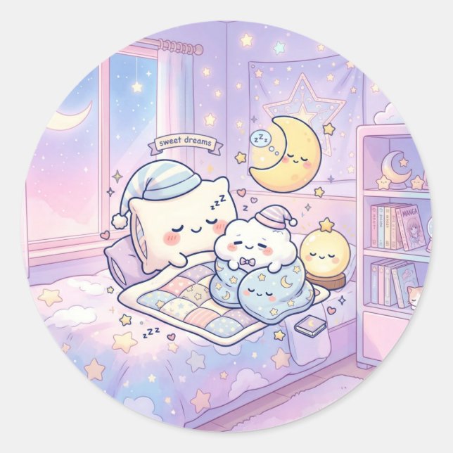 Pegatina Redonda Cute Sweet Dreams Sticker (Anverso)