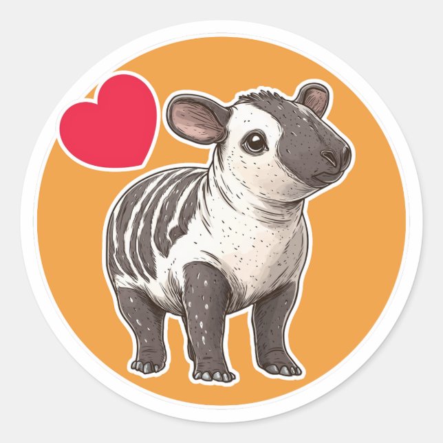 Pegatina Redonda Cute Tapir (Anverso)