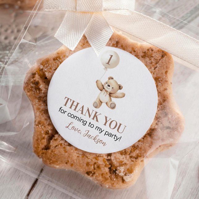 Pegatina Redonda Cute Teddy Bear Balloon Beary First Birday (Subido por el creador)