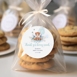Pegatina Redonda Cute Teddy Bear Boy Baby Shower