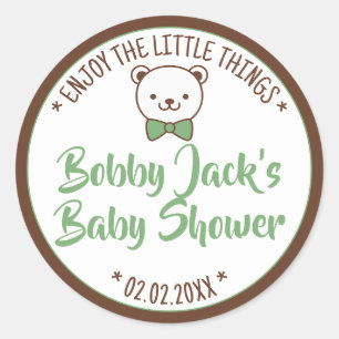Pegatina Redonda Cute Teddy Bear Regalos Rusticos Nostálgicos de Ba