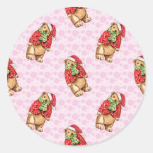 Cute teddy bears in santa hats and red coats – pin