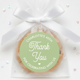 Pegatina Redonda Cute Thank You Birthday Name Any Age Green Modern