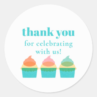 Pegatina Redonda Cute Thank You Modern Whimsical Birthday 