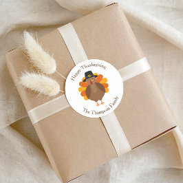 Pegatina Redonda Cute Thanksgiving Turkey | Fall Envelope Seal