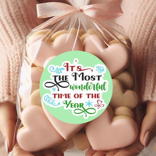 Pegatina Redonda Cute 'The Most Woderful Time' Christmas  (Subido por el creador)