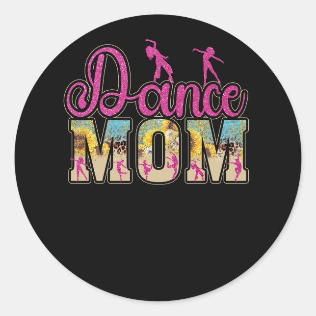 Pegatina Redonda Cute Tie-dye Dance Mamá Día de la Madre bailando M (Anverso)