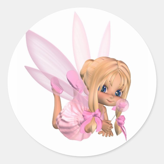 Pegatina Redonda Cute Toon Ballerina Fairy in Pink - lounge (Anverso)