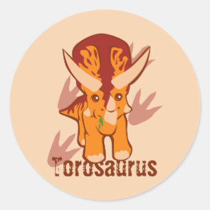 Pegatina Redonda Cute Torosaurus