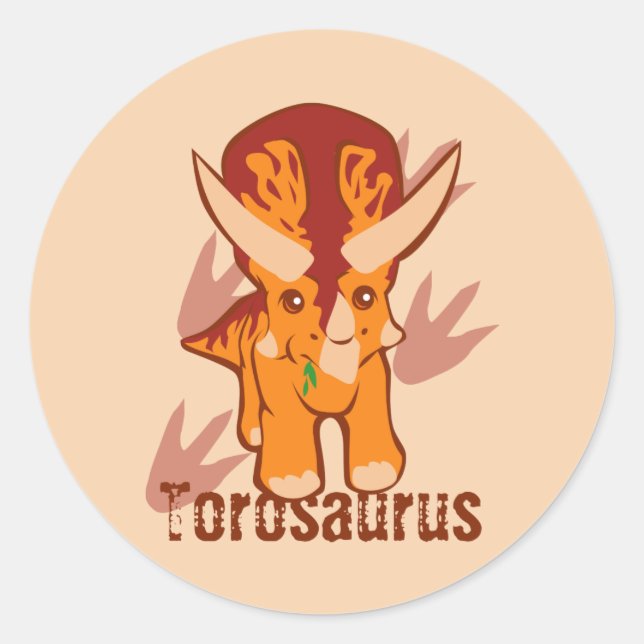 Pegatina Redonda Cute Torosaurus (Anverso)