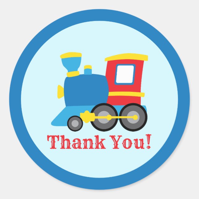 Pegatina Redonda Cute Train Birthday Party (Anverso)