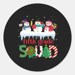 Pegatina Redonda Cute tres profesores de snowman niños de quinto gr