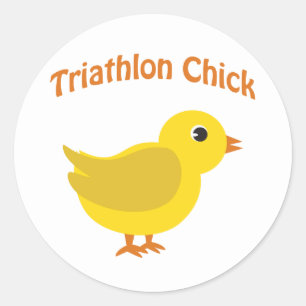 Pegatina Redonda Cute Triathlon Chick