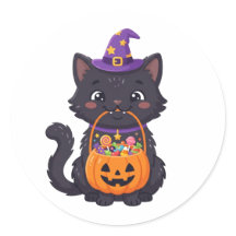 Cute Trick or Treat Gato Negro Halloween Dulces