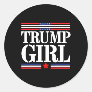 Pegatina Redonda Cute Trump Bandera Americana Mujeres Niñas Chica P