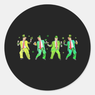 Pegatina Redonda Cute Trump Dance St Patricks Day Funny Trump Patr