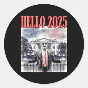 Pegatina Redonda Cute Trump Hola 2025 Nochevieja Día Conservador