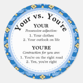 Pegatina Redonda Cute tu contra... tu eres la regla de ortografía