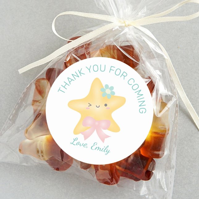 Pegatina Redonda Cute Twinkle Little Star Baby Shower Gracias (Subido por el creador)