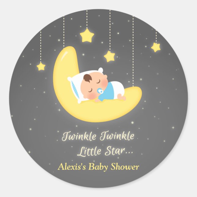 Pegatina Redonda Cute Twinkle Twinkle Little Star Baby Shower (Anverso)