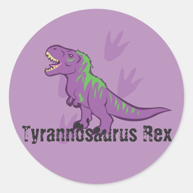 Pegatina Redonda Cute Tyrannosaurus Rex (Anverso)