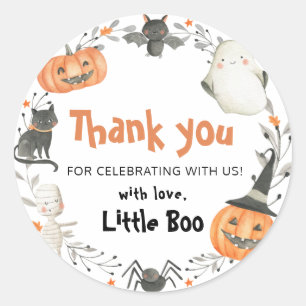 Pegatina Redonda Cute un pequeño Boo Halloween Otoño Baby Shower