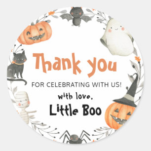 Pegatina Redonda Cute un pequeño Boo Halloween Otoño Baby Shower