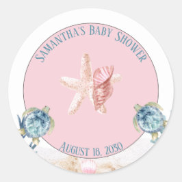 Pegatina Redonda Cute Under Sea Baby Shower Classic Round Stick