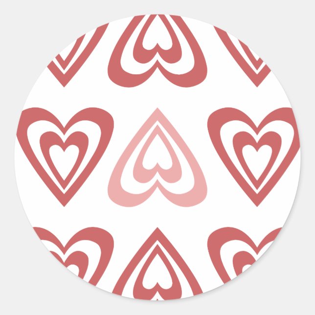 Pegatina Redonda Cute Valentine Hearts – Love & Romance Design (Anverso)
