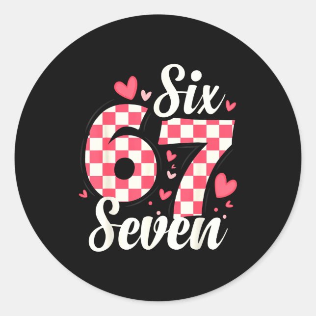 Pegatina Redonda Cute Valentine Six Seven Checkerboard Love Nk Hear (Anverso)