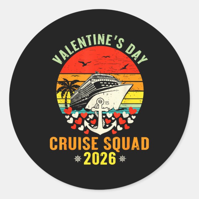 Pegatina Redonda Cute Valentines Day Cruise 2026 Matching Cruise Fo (Anverso)